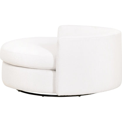 Lourne Grand Swivel Sofa Chair by Essentials For Living in performance boucle snow. Made from mdf, plywood, metal, 96% polyester/4% acrylic fabric, foam, down blend, down feather in a modern style.