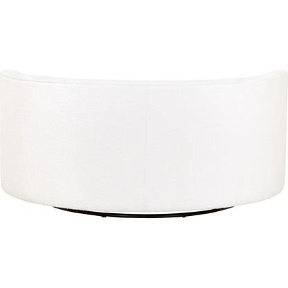 Lourne Grand Swivel Sofa Chair by Essentials For Living in performance boucle snow. Made from mdf, plywood, metal, 96% polyester/4% acrylic fabric, foam, down blend, down feather in a modern style.