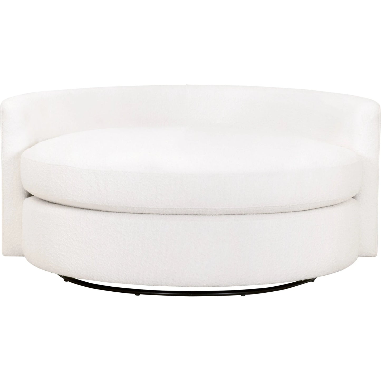 002 SI-2021728 | Additional Silo | Lourne Grand Swivel Sofa Chair by Essentials For Living in performance boucle snow. Made from mdf, plywood, metal, 96% polyester/4% acrylic fabric, foam, down blend, down feather in a modern style.