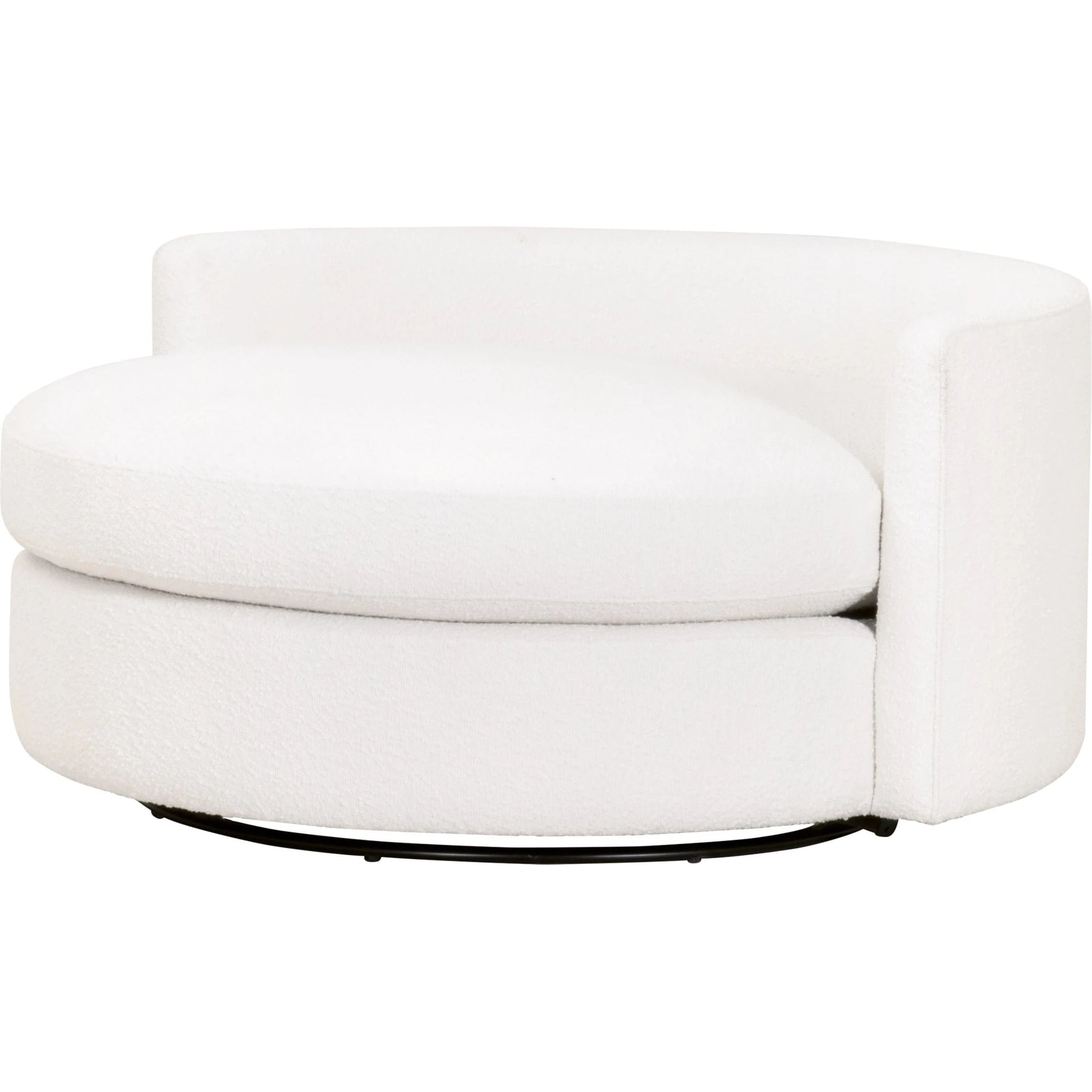 Lourne Grand Swivel Sofa Chair by Essentials For Living in performance boucle snow. Made from mdf, plywood, metal, 96% polyester/4% acrylic fabric, foam, down blend, down feather in a modern style.