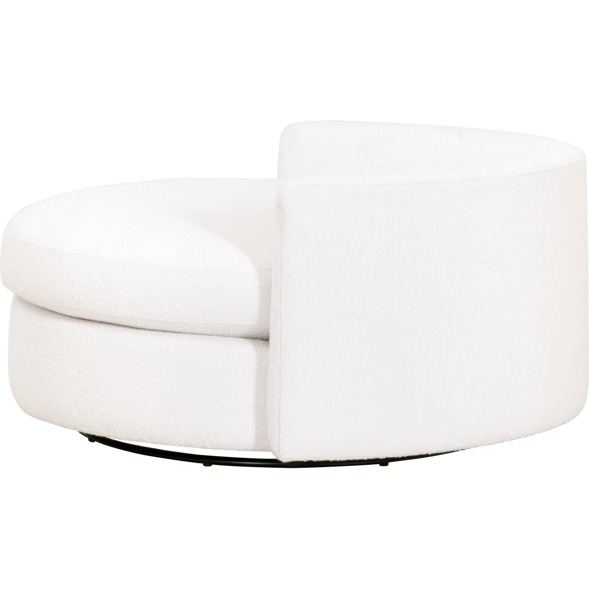 Lourne Grand Swivel Sofa Chair by Essentials For Living in performance boucle snow. Made from mdf, plywood, metal, 96% polyester/4% acrylic fabric, foam, down blend, down feather in a modern style.