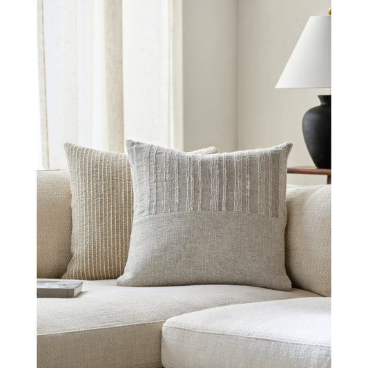 Loomed Luxe Pillow - 516723 by Surya in slate, off-white, metallic - silver. Made from linen, viscose in a modern style.