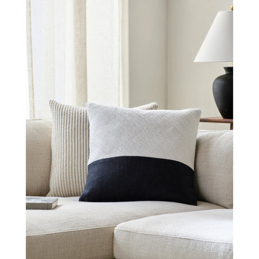 Loomed Luxe Pillow - 516745 by Surya in off-white, onyx. Made from linen, viscose in a modern style.