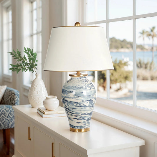 Malibu Marble Lamp by Bradburn Home. Made from ceramic in a unique style.