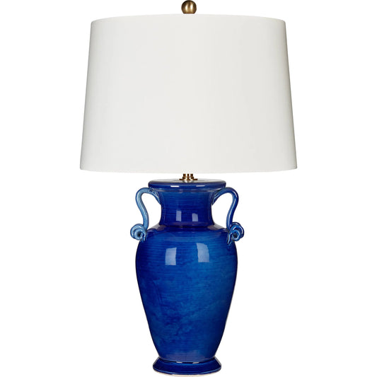 Como Scroll Blue Lamp by Bradburn Home. Made from ceramic in a unique style.