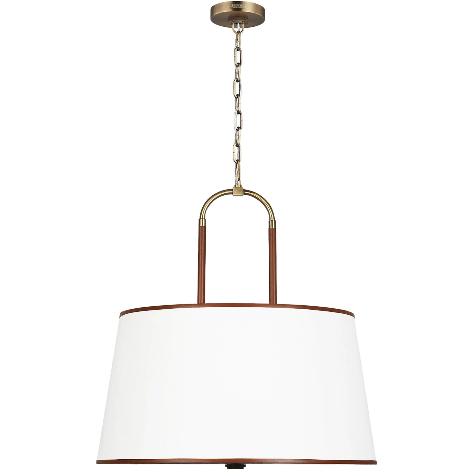 Katie Large Pendant by Visual Comfort & Co. in time worn brass. Made from steel in a unique style.