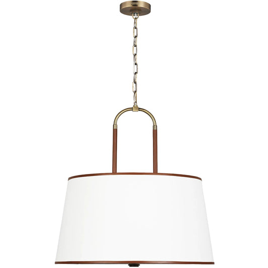 Katie Large Pendant by Visual Comfort & Co. in time worn brass. Made from steel in a unique style.