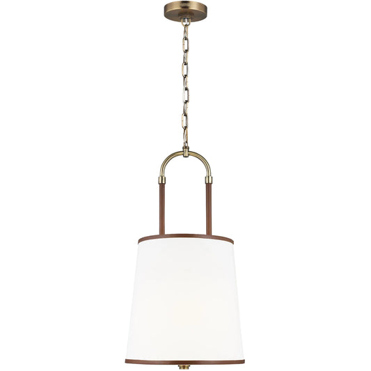 Katie Medium Pendant by Visual Comfort & Co. in time worn brass. Made from steel in a unique style.