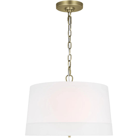 Ivie Wide Pendant by Visual Comfort & Co. in time worn brass. Made from steel in a unique style.