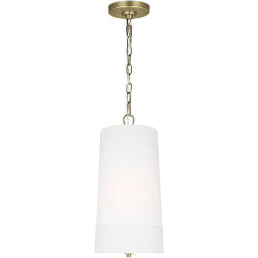 Ivie Tall Pendant by Visual Comfort & Co. in time worn brass. Made from steel in a unique style.