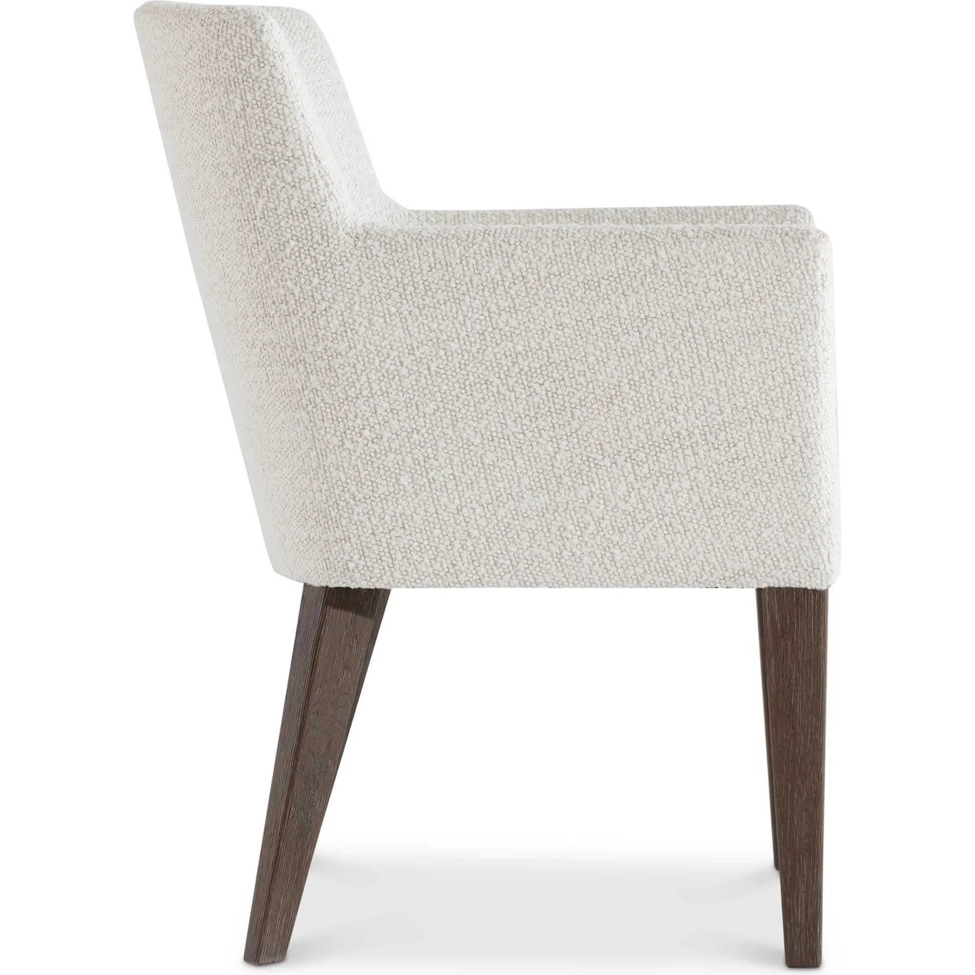 Outline White Arm Chair by Bernhardt in cassel. Made from wood, fabric in a transitional style.