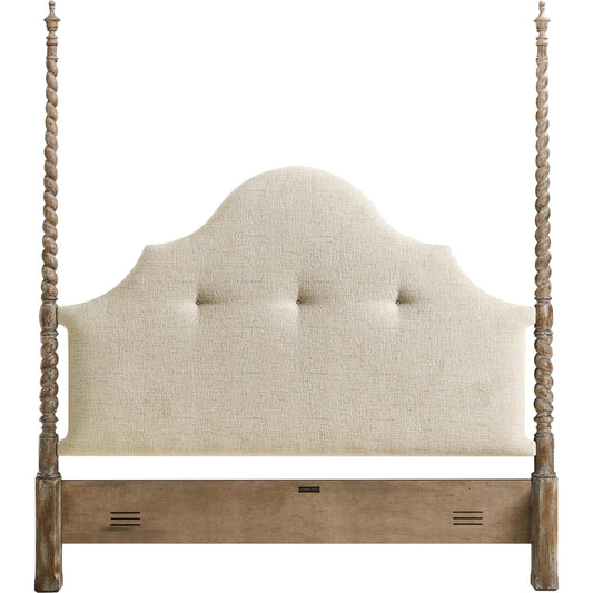 Caldera Poster Bed Headboard by Jonathan Charles in light spain painted walnut. Made from main acacia in a unique style.