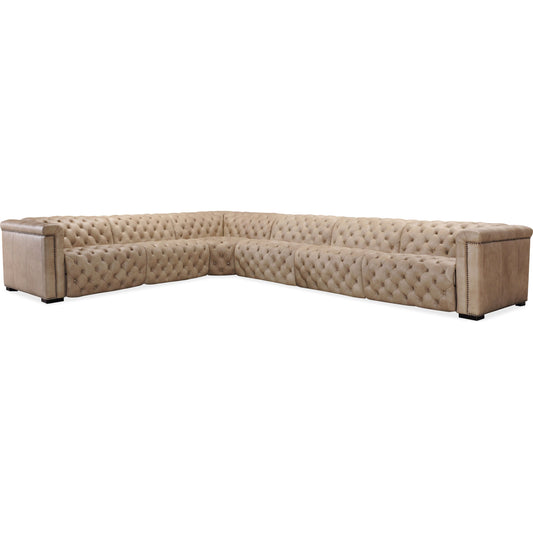 Savion Grandier 6 Piece Sectional by Hooker Furniture. Made from leather in a modern style.