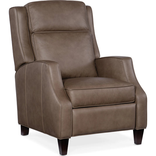 Tricia Manual Push Back Recliner by Hooker Furniture in aspen lenado. Made from leather, aspen lenado (finished top grain) in a traditional style.