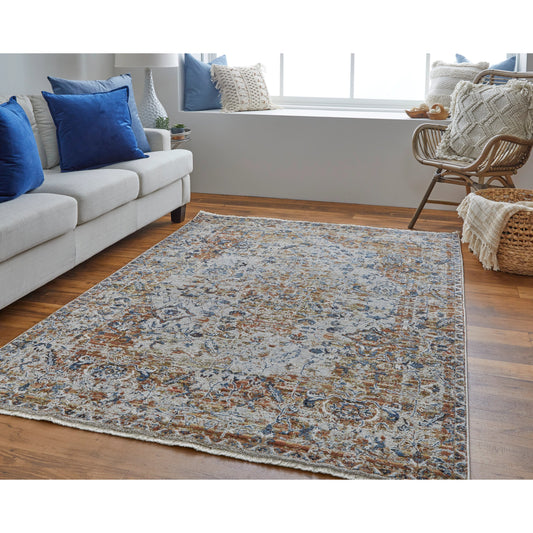 Kaia Transitional Rug - 39HVF by Feizy in tan, ivory, orange. Made from 73% polypropylene, 15% viscose, 12% polyester in a unique style.