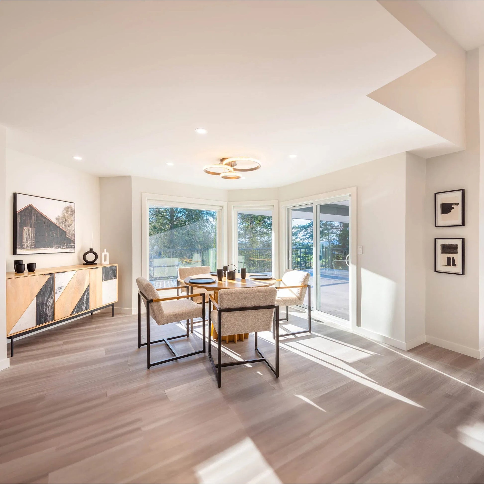 Breve Dining Chair by LH Imports in white and natural, black. Made from ash wood, iron, polyester fiber filling, 100% polyester fabric in a modern style.