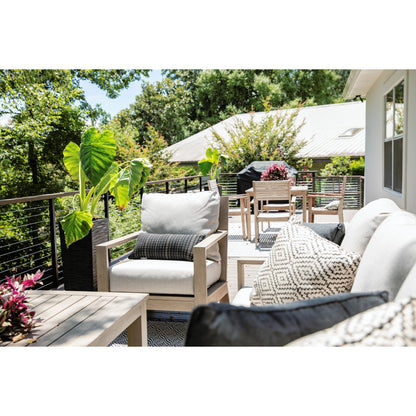 Laguna Outdoor Club Chair by Sunset West in browns. Made from aluminum in a modern style.