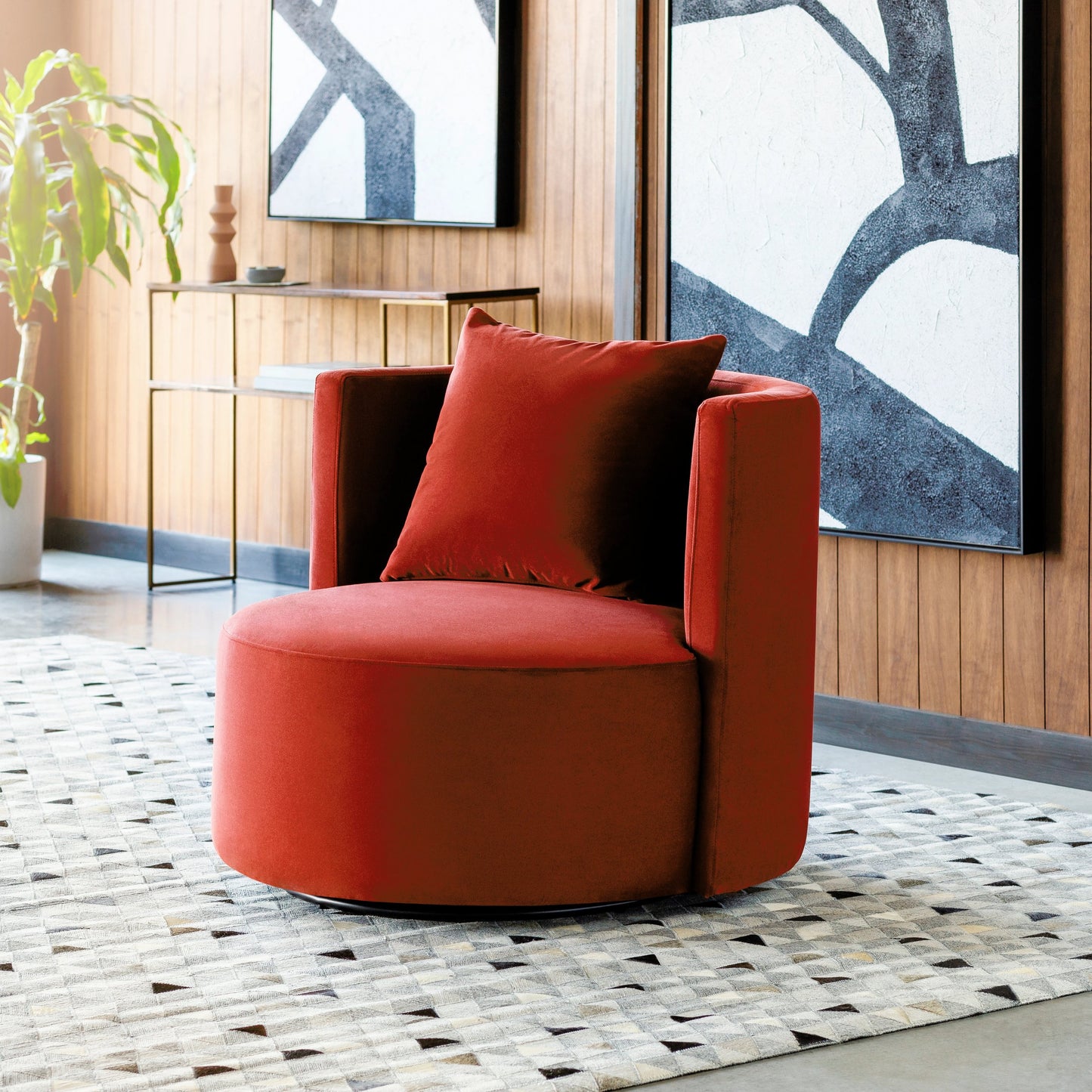 009 SI-2097594 | Lifestyle | Lorient Swivel Chair by Surya in burgundy. Made from polyester, pine in a eclectic & global style.