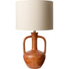 Body: Tan, Shade: White, Finial: Metallic - Brass, Harp: Metallic - Nickel, Cord: Black