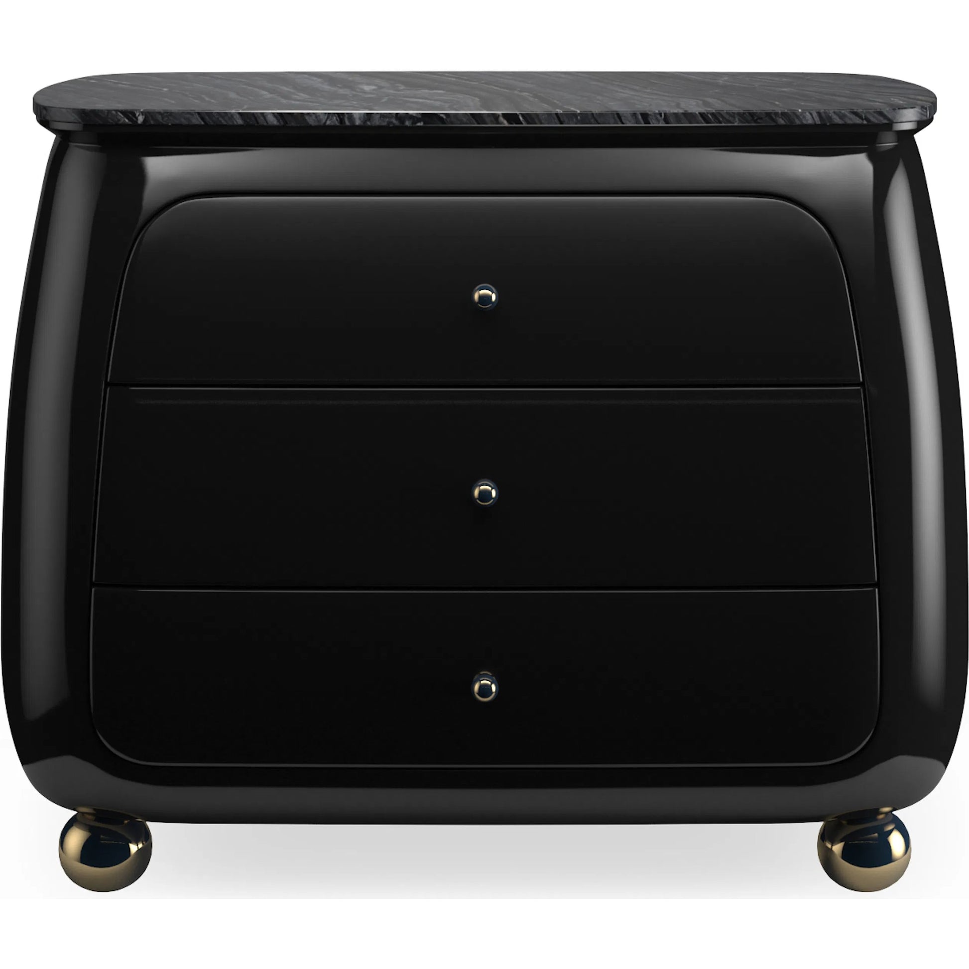 Cabochon Nightstand by Caracole in piano black. Made from resin in a modern style.