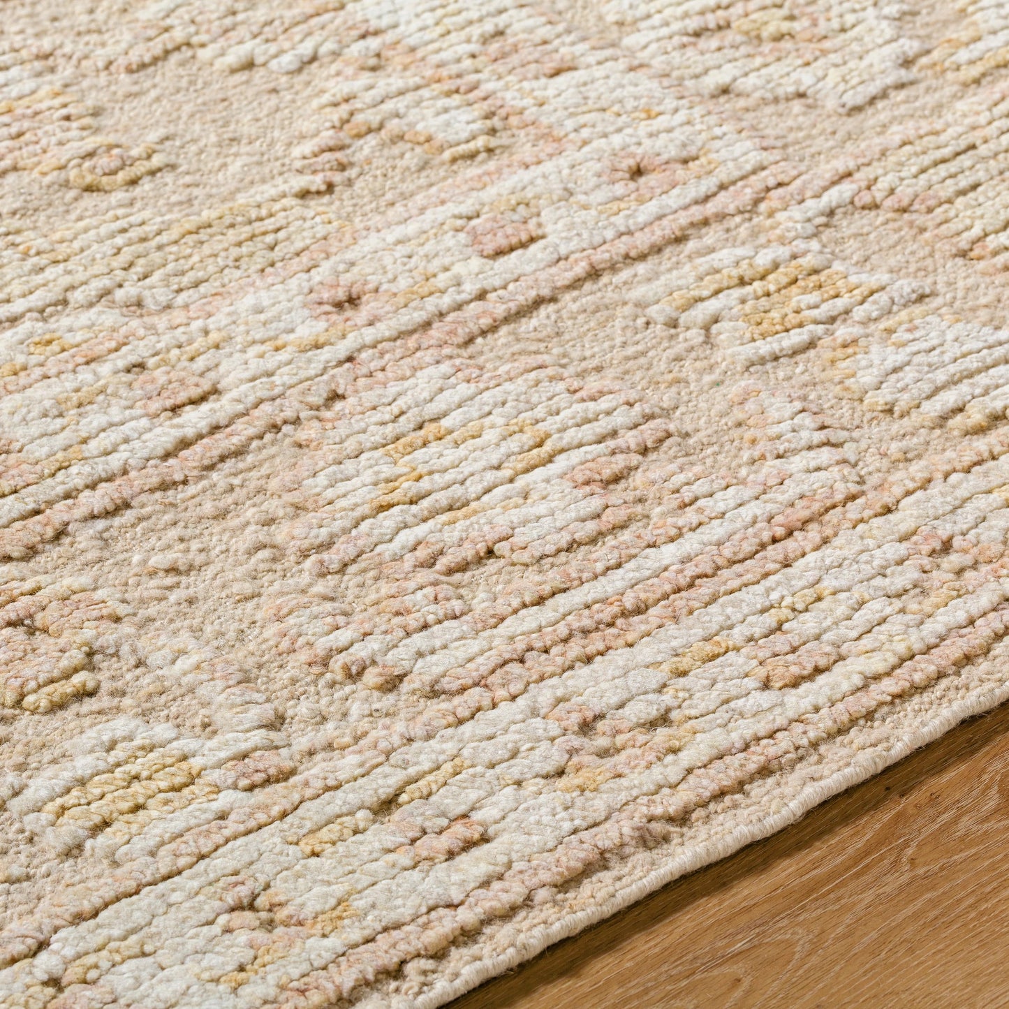 003 SI-2165472,SI-2165473,SI-2165474,SI-2165475,SI-2165476 | Closeup | Leros LRS-2300 Rug by Surya in ivory, sandstone, beige, cream, pale gold. Made from wool in a unique style.