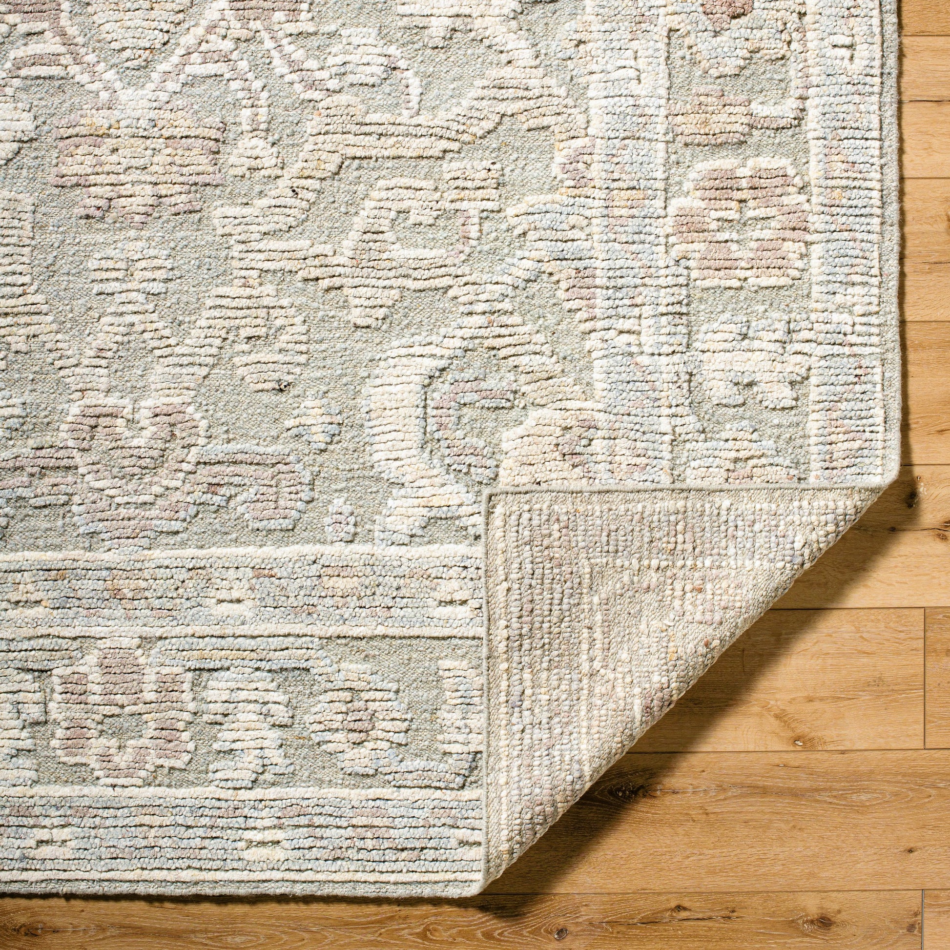 Leros LRS-2301 Rug by Surya in pewter, sandstone, ivory, taupe, misty gray. Made from wool in a unique style.