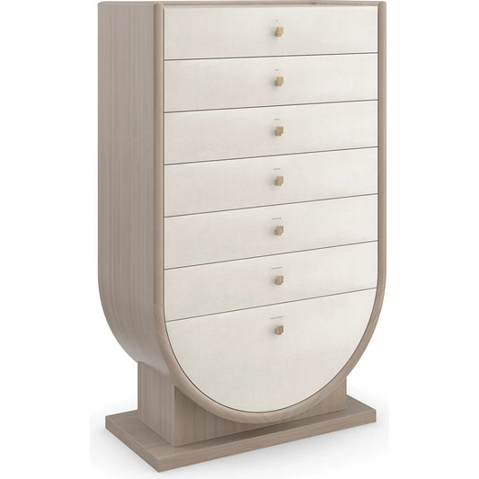Amphora Chest by Caracole in ivory craze, dry martini. Made from poplar, koto in a unique style.