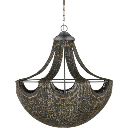 Eduardo Chandelier by Currey and Company in natural iron, brass. Made from iron in a eclectic & global style.