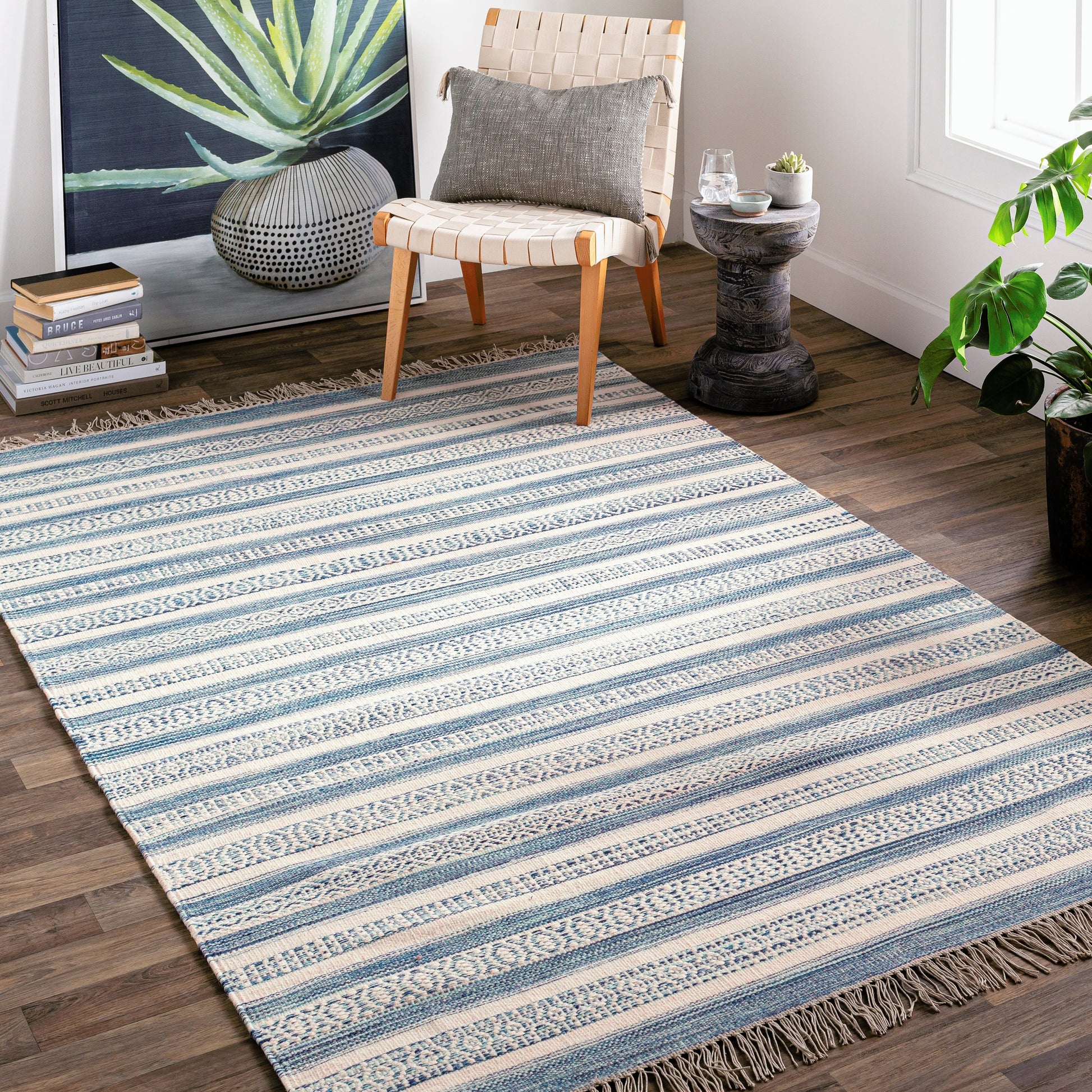 Lawry Rug - 13104 by Surya in navy, ice blue, cream. Made from wool, cotton in a unique style.
