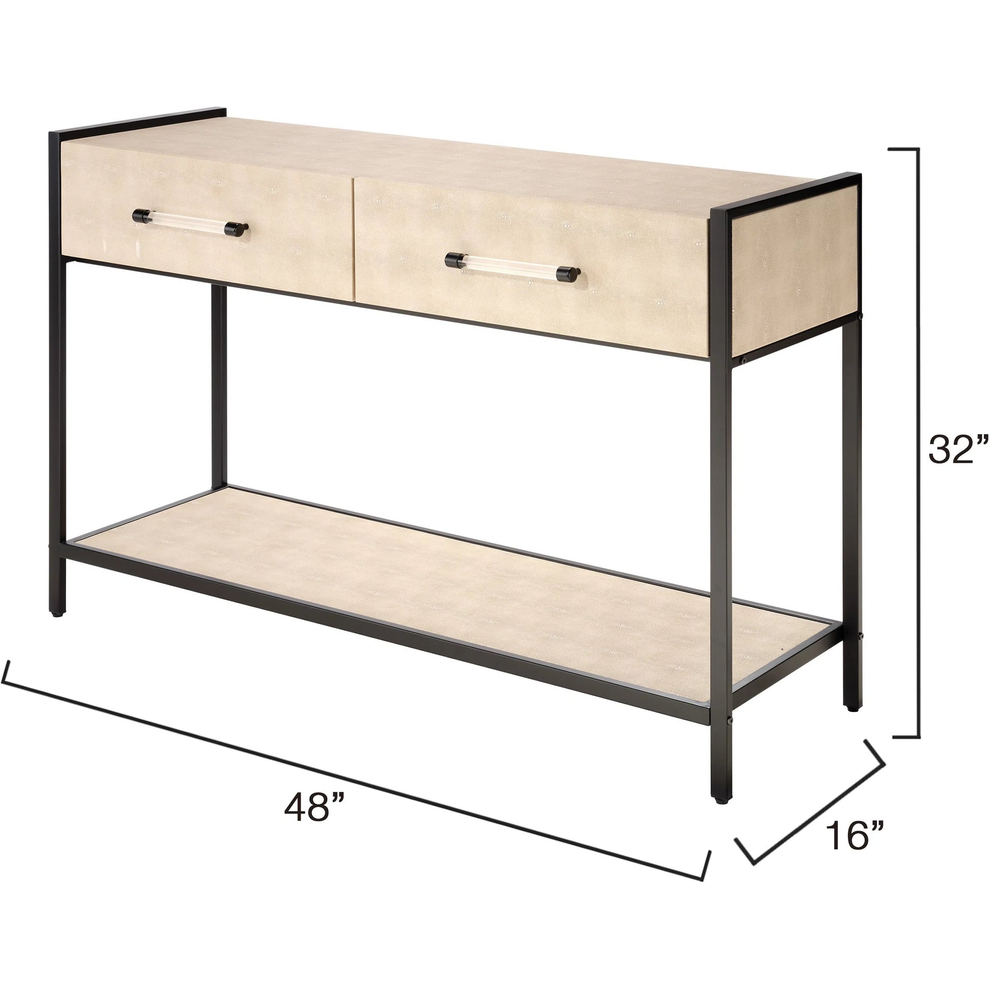Cassius Console Table by Lifestyle by JY in taupe and taupe shagreen, black metal. Made from metal: iron, mdf, pvc: faux shagreen in a transitional style.