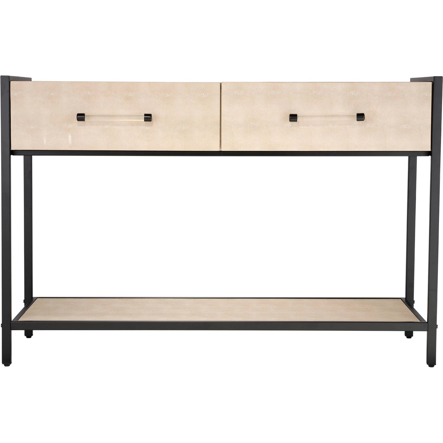 002 SI-2320352 | Additional Silo | Cassius Console Table by Lifestyle by JY in taupe and taupe shagreen, black metal. Made from metal: iron, mdf, pvc: faux shagreen in a transitional style.