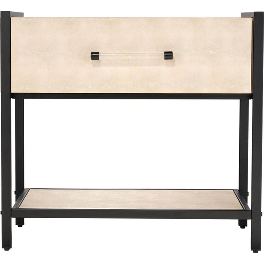 Cassius Side Table by The Livingston Collection in taupe and taupe shagreen, black metal. Made from metal: iron, mdf, pvc: faux shagreen in a unique style.