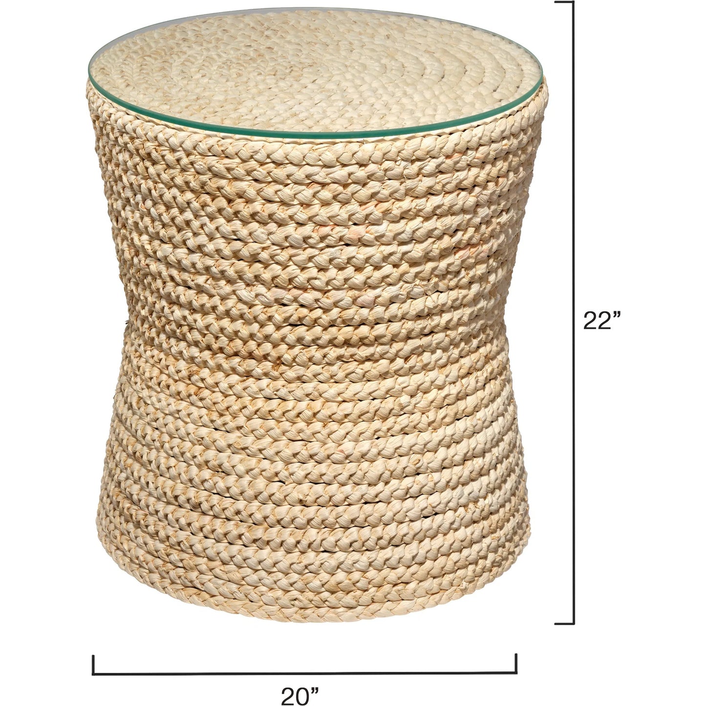 002 SI-2320372 | Additional Silo | Grain Side Table by Jamie Young in natural and natural cornhusk. Made from corn husk, plywood, tempered glass in a rustic style.