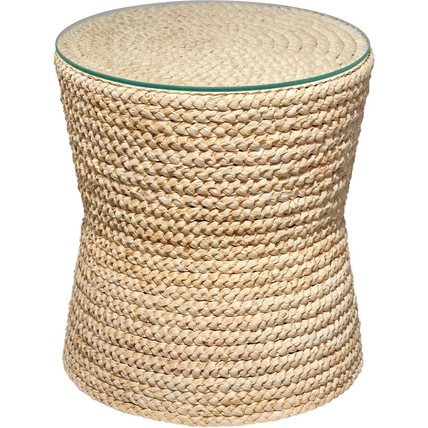 001 SI-2320372 | Primary Silo | Grain Side Table by Jamie Young in natural and natural cornhusk. Made from corn husk, plywood, tempered glass in a rustic style.