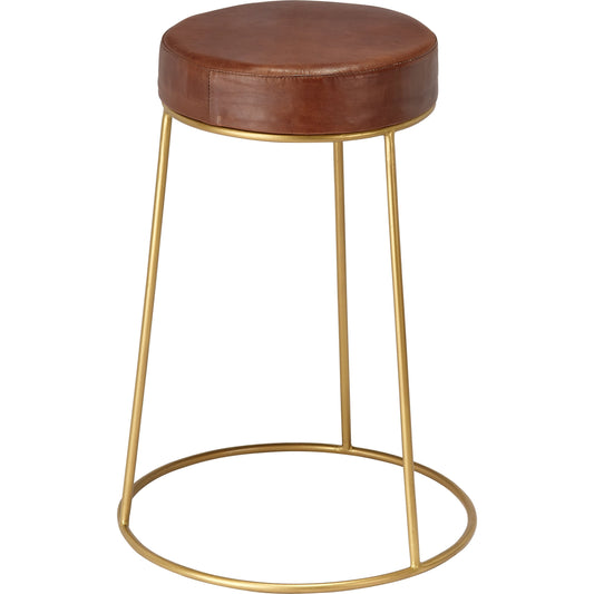Henry Round Leather Counter Stool by The Livingston Collection. Made from leather, metal in a modern style.