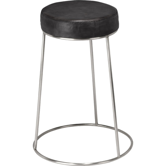 Henry Round Leather Counter Stool by The Livingston Collection. Made from leather, metal in a modern style.