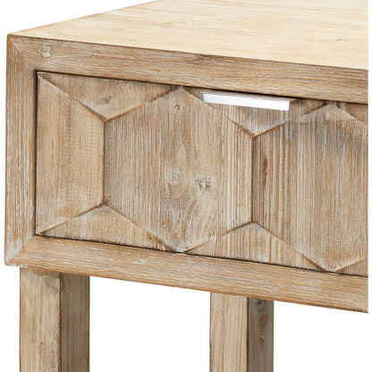 Juniper Two Drawer Console by The Livingston Collection in gray washed wood. Made from wood in a coastal style.