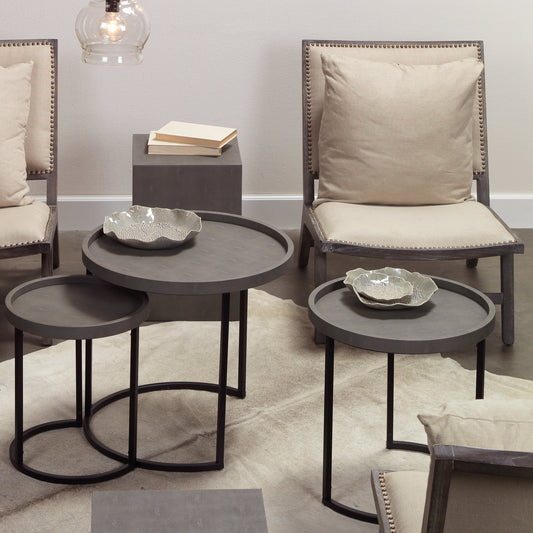Maddox Side Tables by The Livingston Collection. Made from faux shagreen in a modern style.