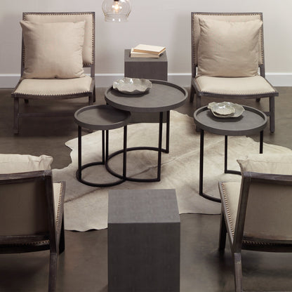 Structure Side Table by Lifestyle by JY in ivory faux shagreen. Made from faux shagreen in a modern style.