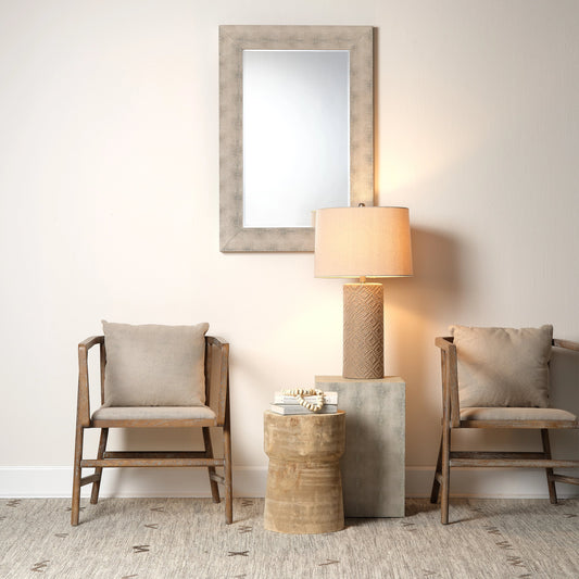 Structure Square Side Table by The Livingston Collection. Made from faux shagreen in a modern style.