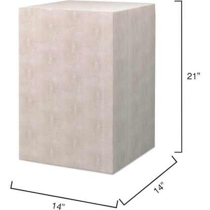 Structure Side Table by Lifestyle by JY in ivory faux shagreen. Made from faux shagreen in a modern style.