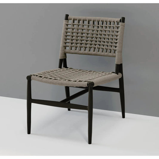 Grigio Outdoor Armless Dining by Sunset West in graphite. Made from olefin rope in a coastal style.
