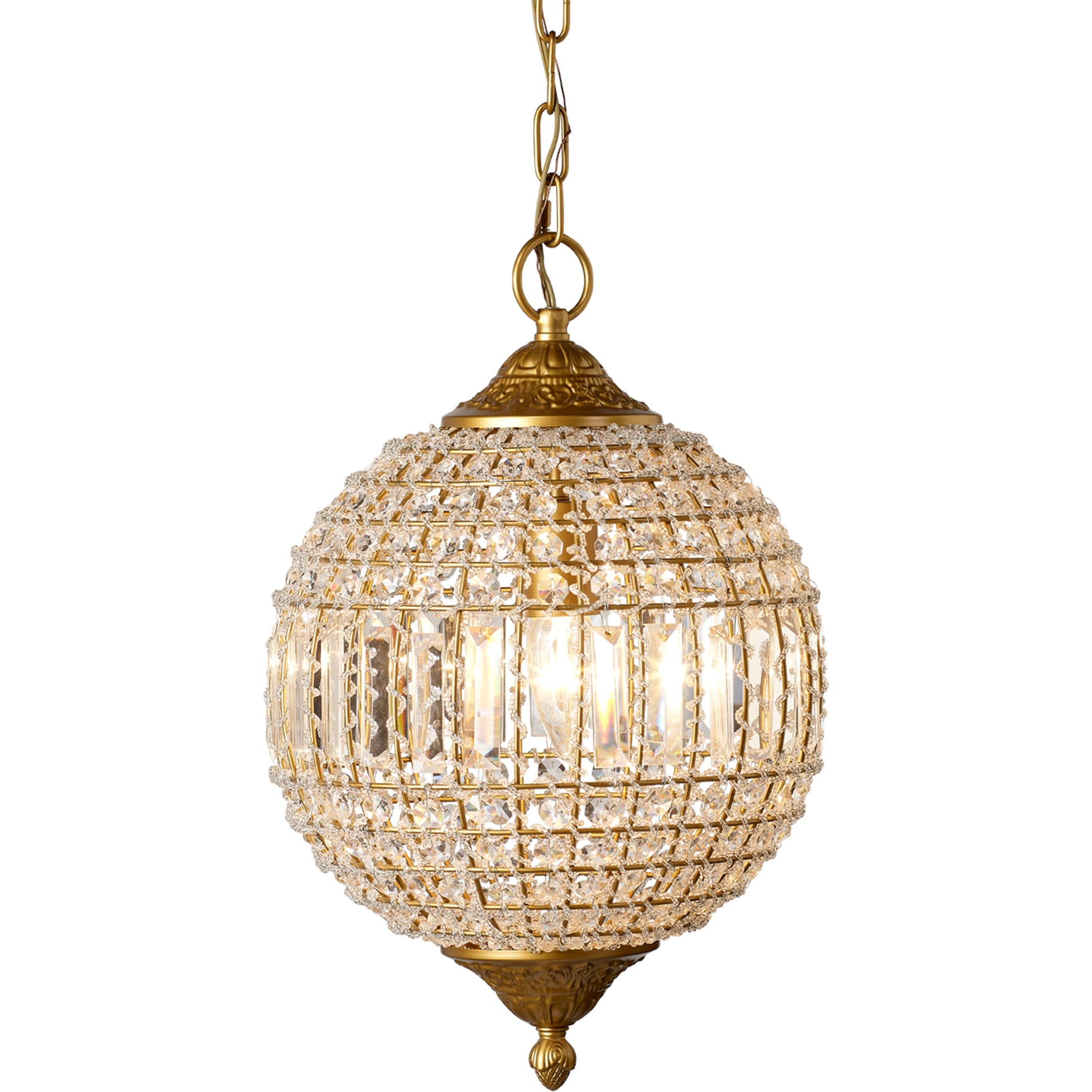 Crystal Orb Pendant by Lifestyle by JY in antique gold. Made from iron & crystals in a traditional style.