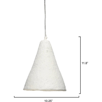 Folio Pendant by Lifestyle by JY in off white. Made from paper mache in a modern style.
