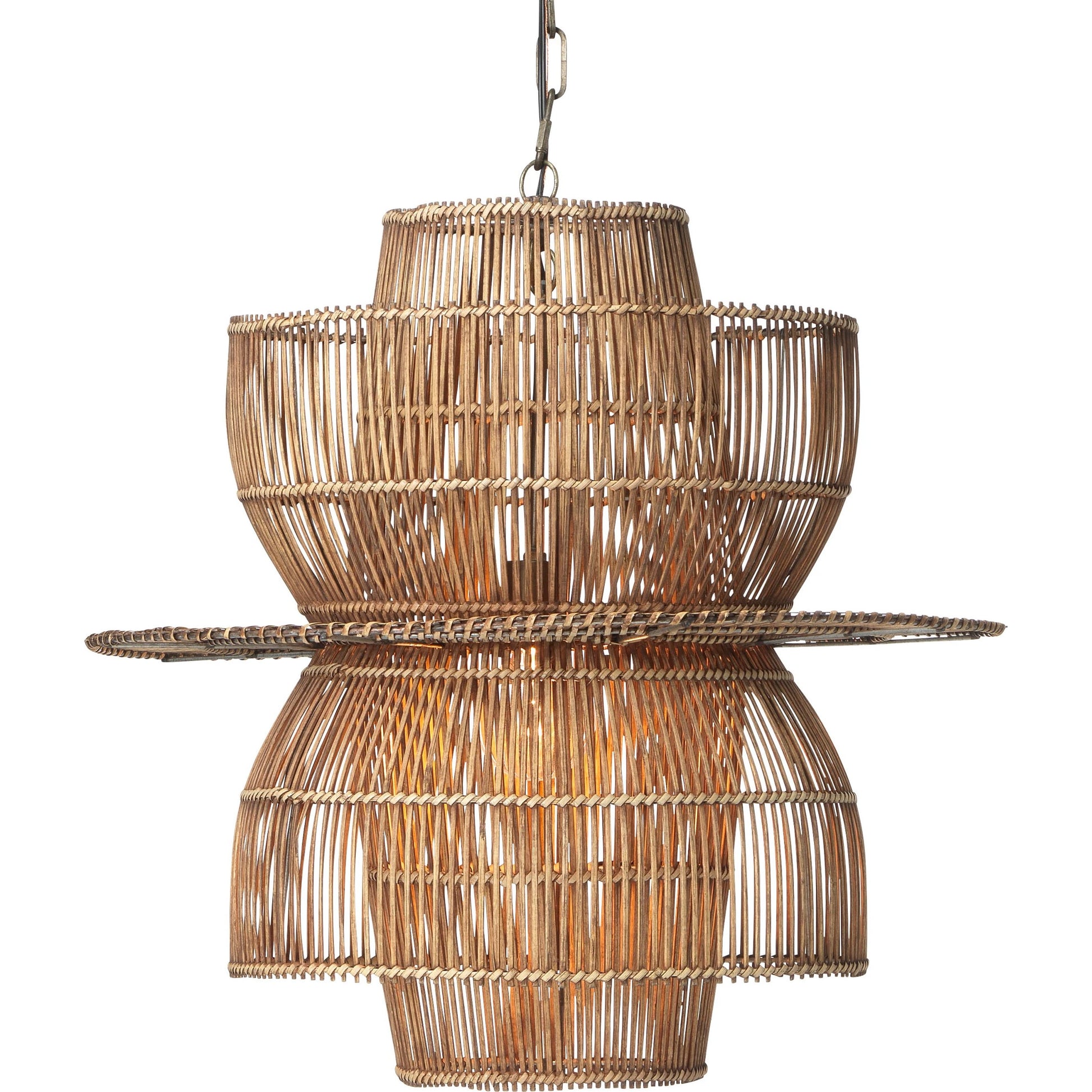 Nazas Pendant by Lifestyle by JY in natural rattan, antique brass. Made from rattan in a coastal style.