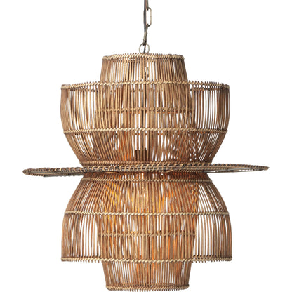 Nazas Pendant by Lifestyle by JY in natural rattan, antique brass. Made from rattan in a coastal style.