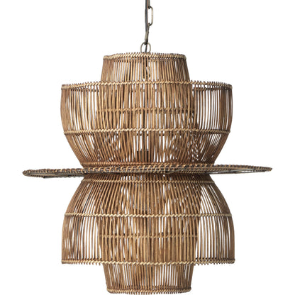 Nazas Pendant by Lifestyle by JY in natural rattan, antique brass. Made from rattan in a coastal style.