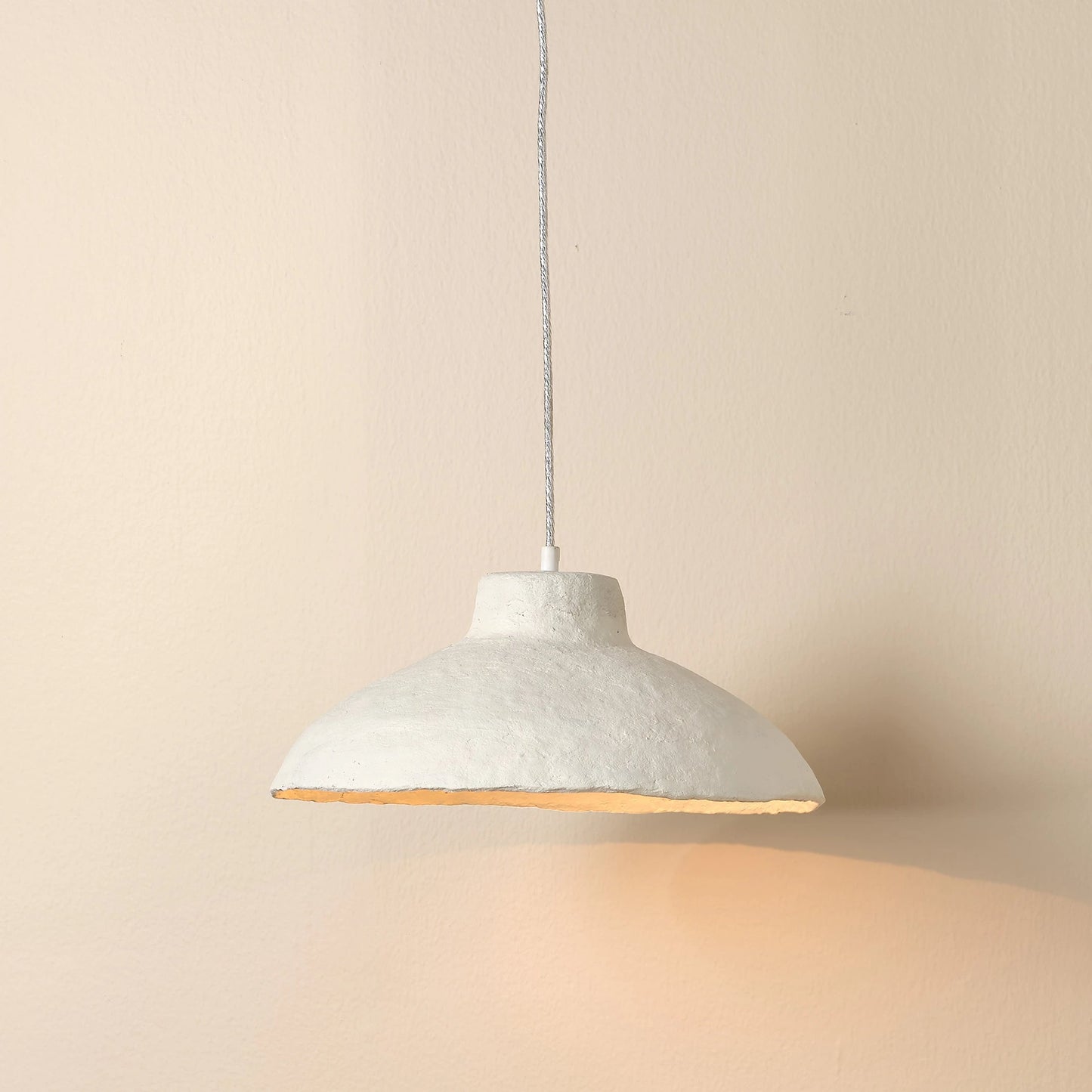 005 SI-2146439 | Lifestyle | Parchment Pendant by The Livingston Collection in off white. Made from paper mache in a modern style.