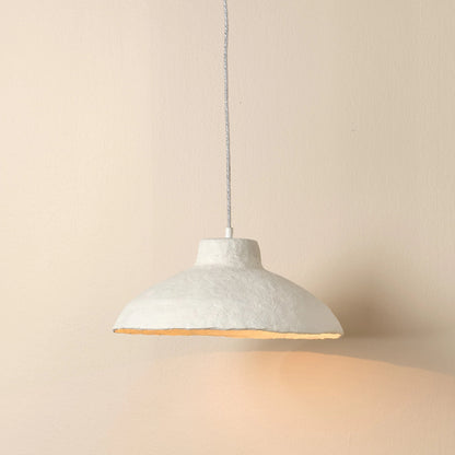 Parchment Pendant by The Livingston Collection in off white. Made from paper mache in a modern style.