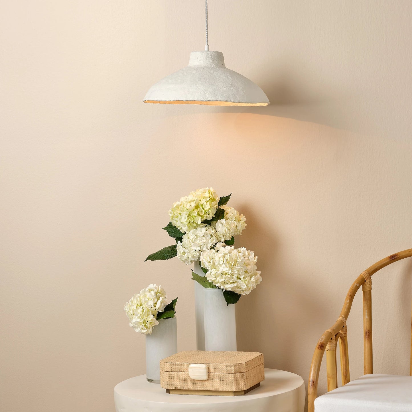 003 SI-2146439 | Additional Silo | Parchment Pendant by The Livingston Collection in off white. Made from paper mache in a modern style.